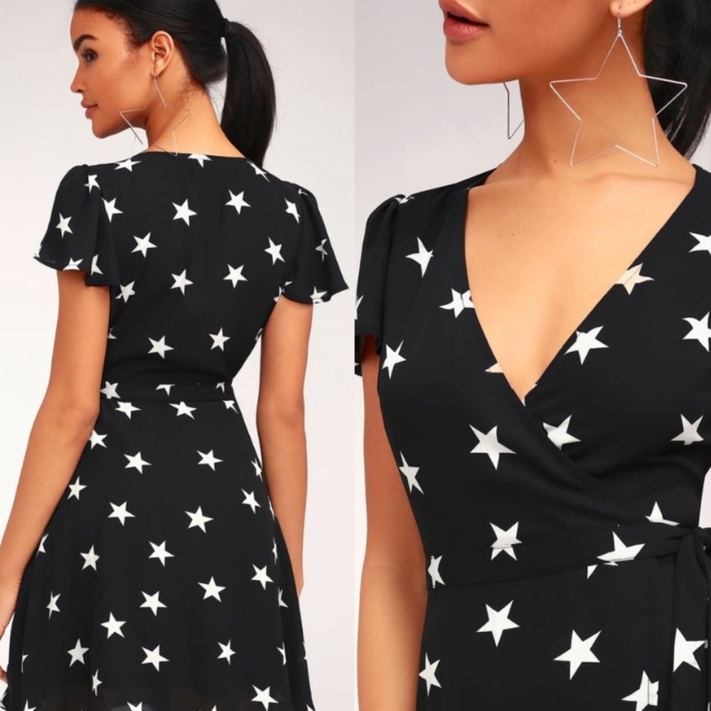 NWT Lulu’s Star Wrapped Dress Black and White